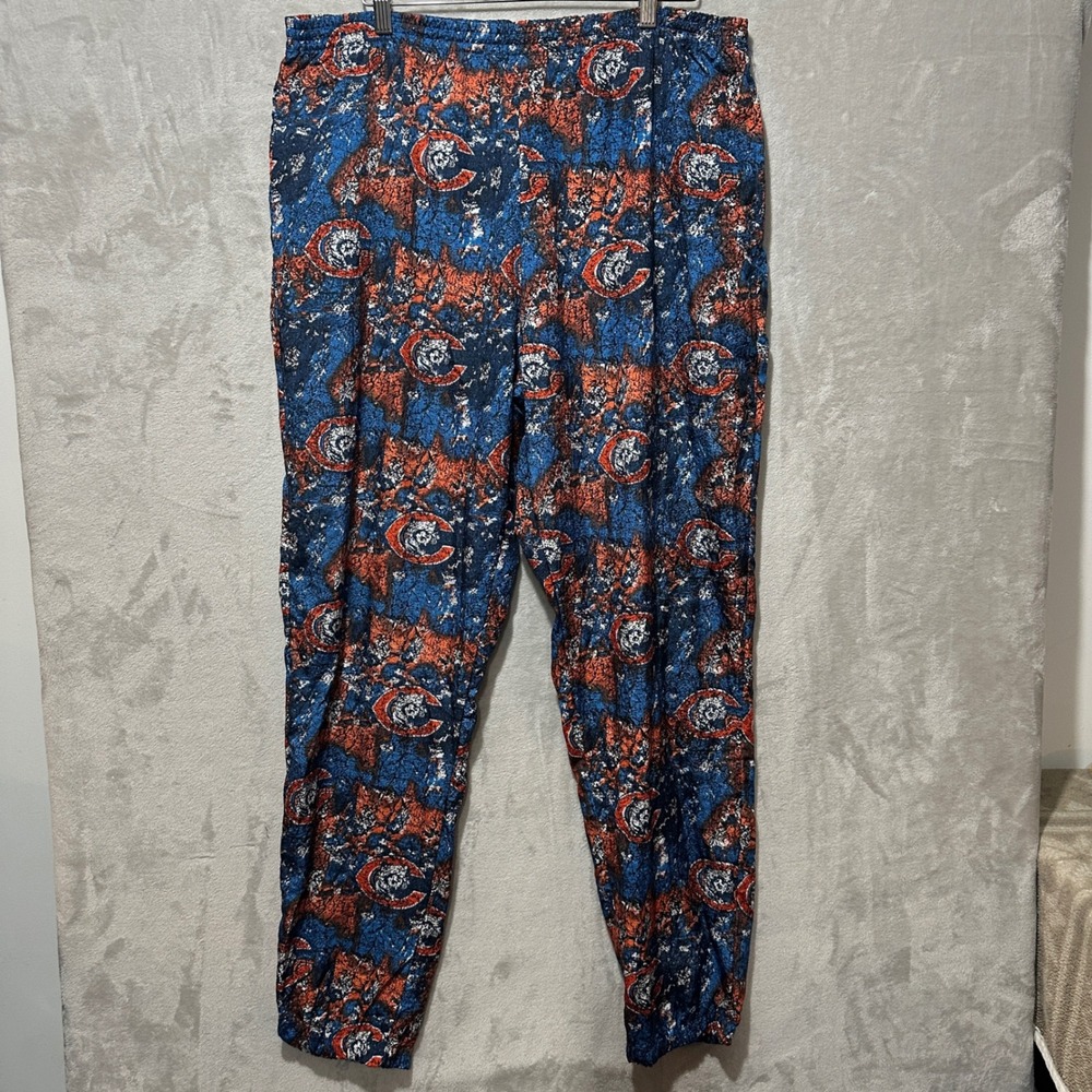 Vintage Apex One NFL Chicago Bears Zubaz Style Pants Large Blue Orange All Over